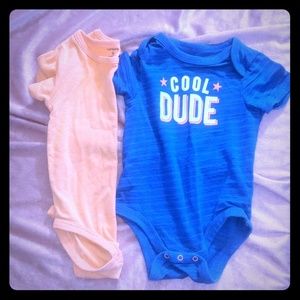 Boys 6-9 month onesie set (orange and blue)